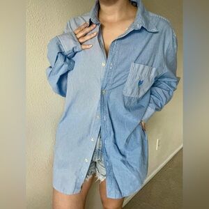 Chaps Blue Casual Button Down Shirt